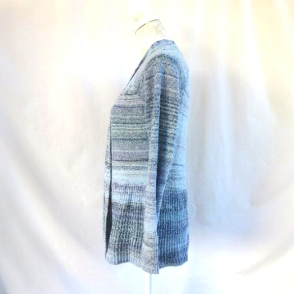 New Sonoma Sweater Costal Blue Striped Lightweight Cotton Open Cardigan Size SP - Picture 2 of 12